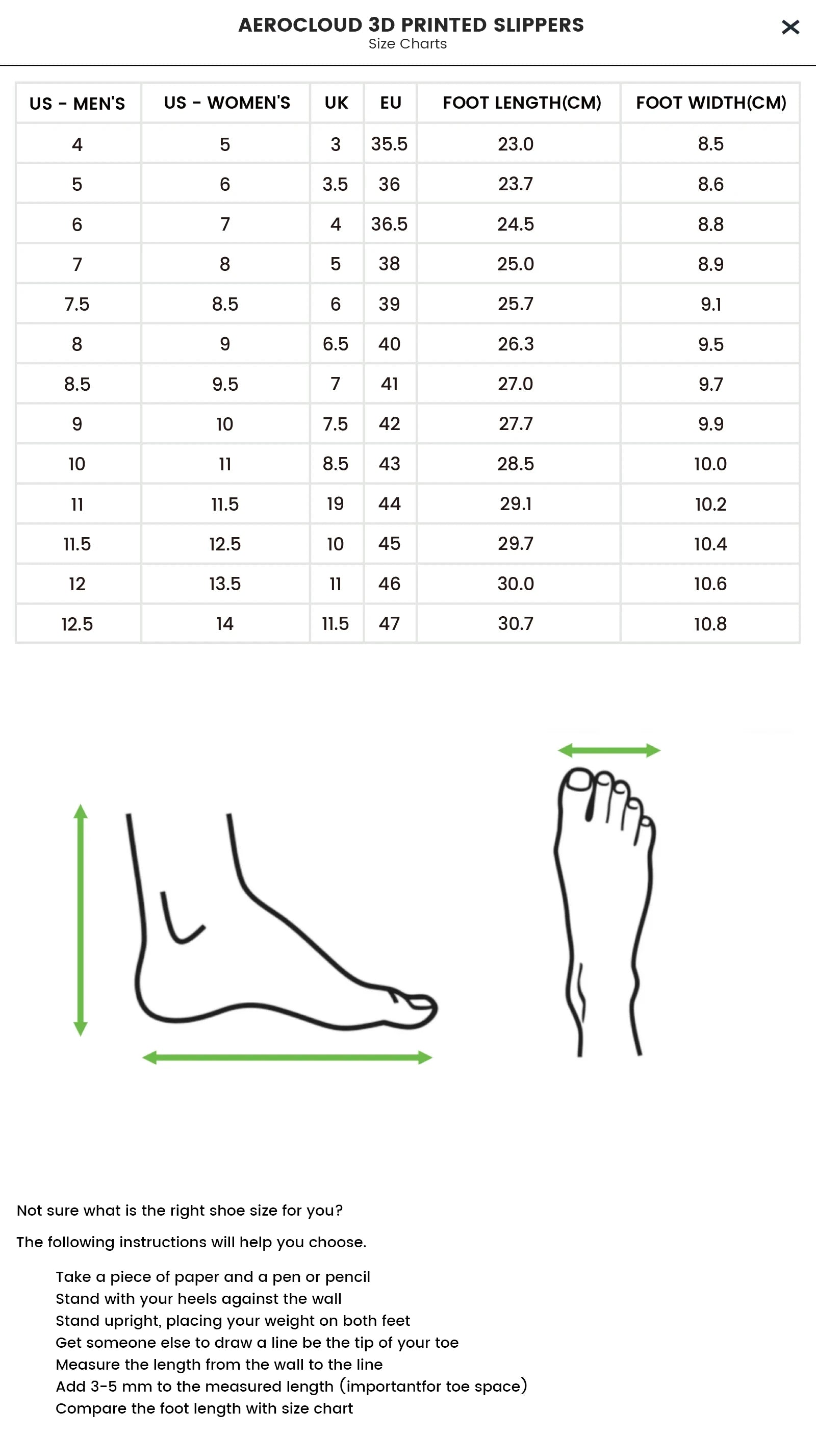Size chart
