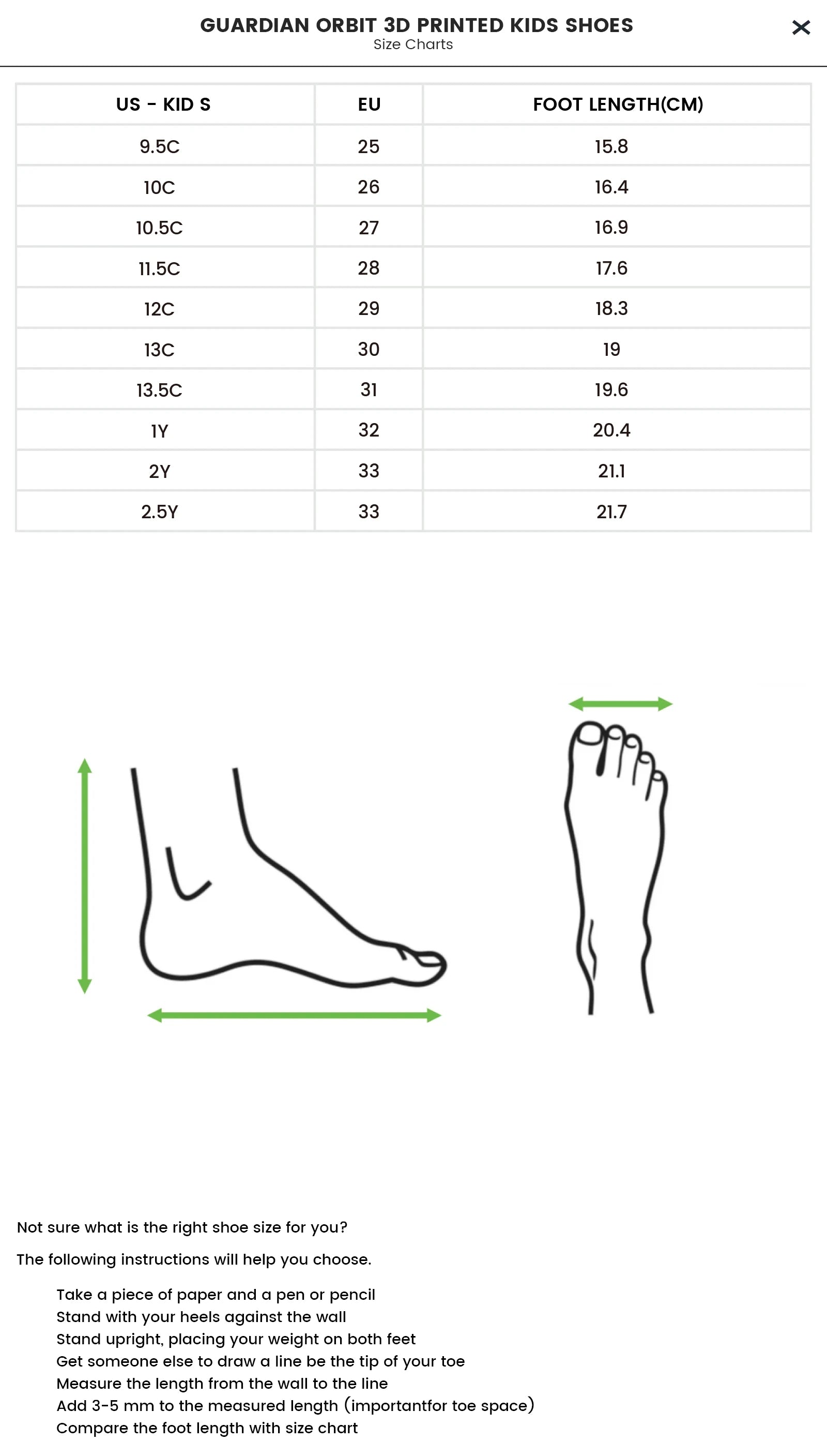 Size chart